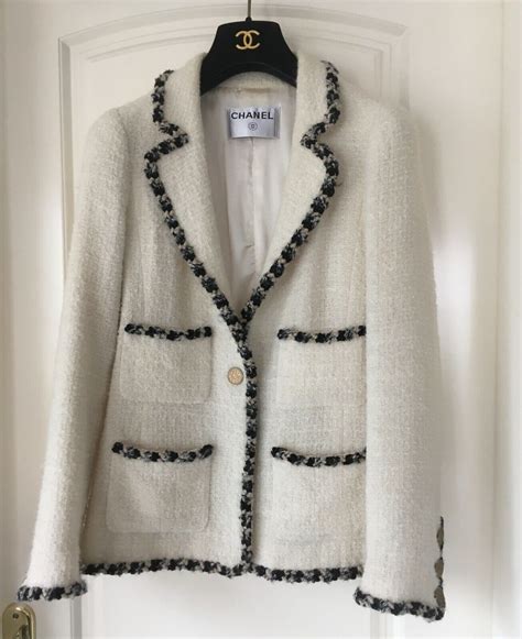 chanel white jacket|Chanel tweed jacket price.